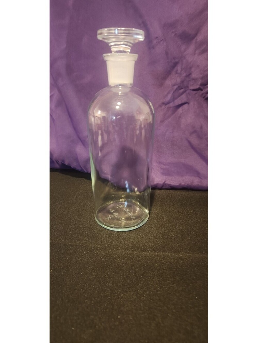Vintage TCW Co Apothecary Bottle Ground Glass Stopper Clear Lab Reagent Jar 7.75